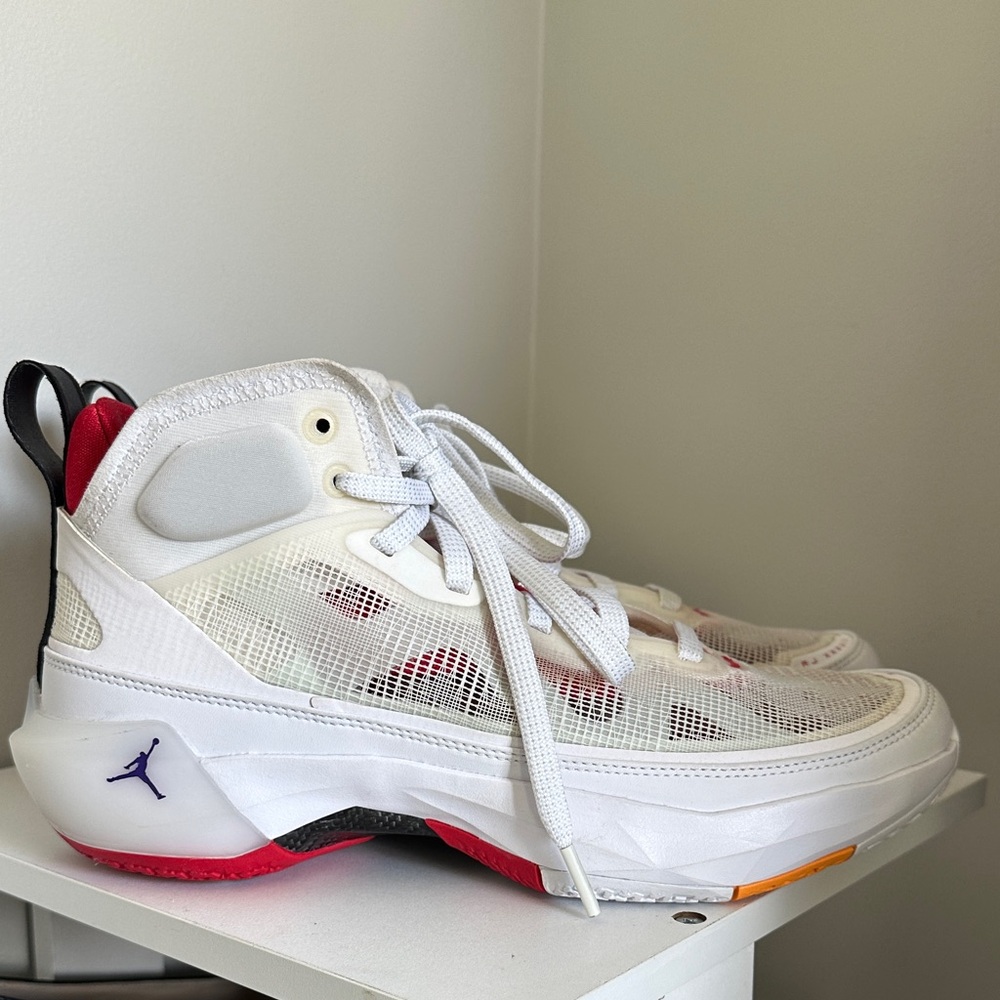 Air Jordan Kids' White and Red Basketball Sneakers